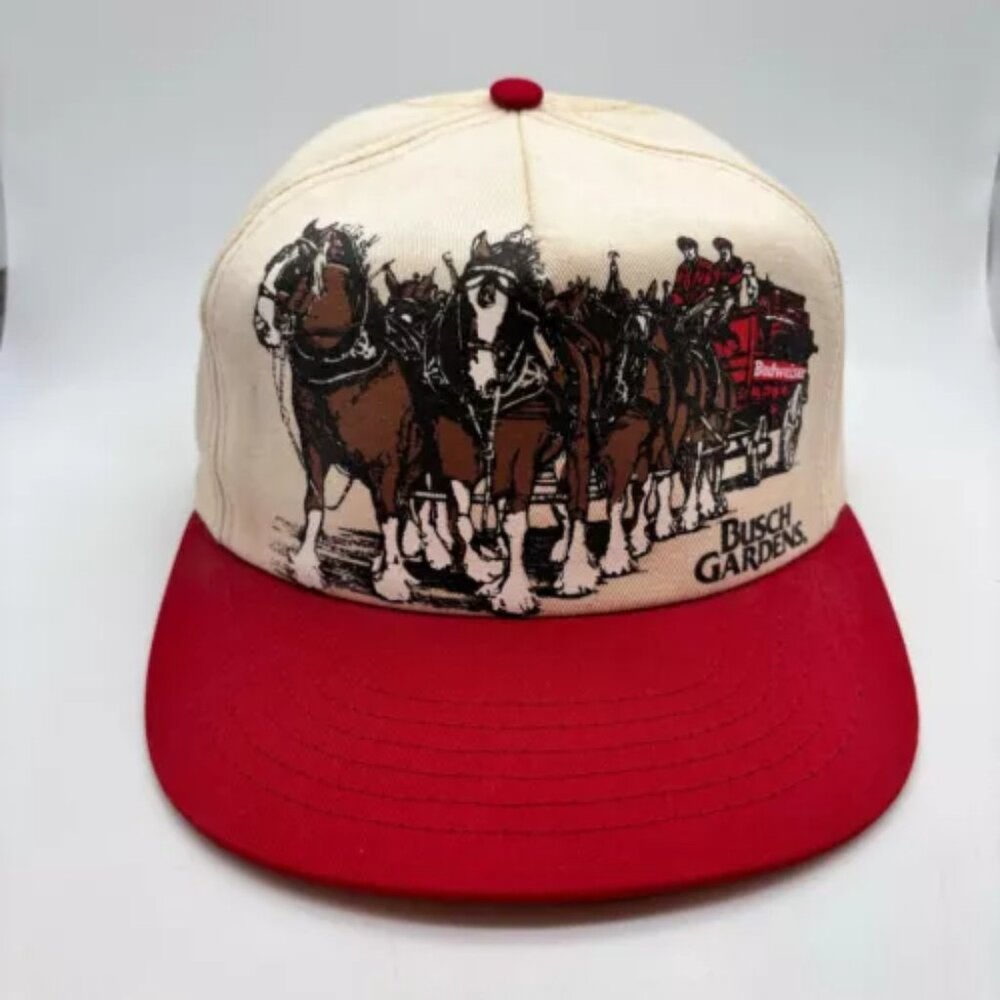 Vintage Busch Gardens Budweiser Horse and Buggy Retro Snapback Hat
